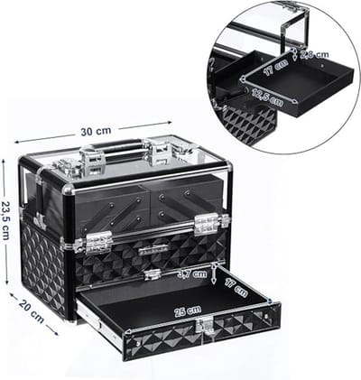 Aurixi® Visagie Koffer - Make Up Organizer - Make Up Koffer - Zwart - 12cm x 8cm x 9cm