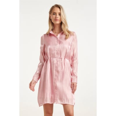 Smashed Lemon Glanzende midi-jurk met taillekoord |