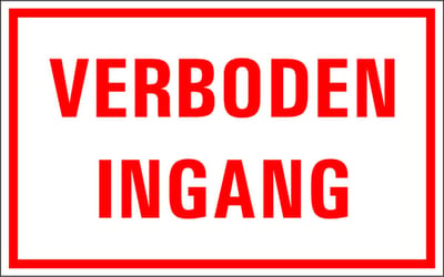 Verboden ingang tekststicker 200 x 125 mm