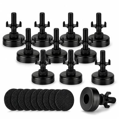 JustValue verstelbare stelvoeten - set van 10 - 2 tot 4,5 cm - zwart - met T-moeren en viltpads
