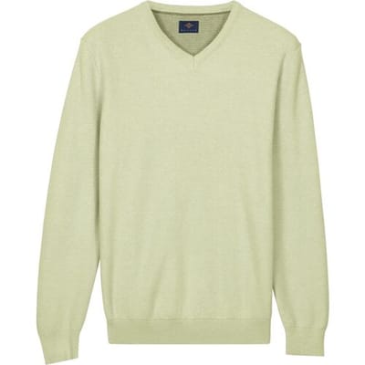 Baileys Trui Cotton V-Neck Pullover Subtle Faux-Uni Structure Knit Pastel Groen / male