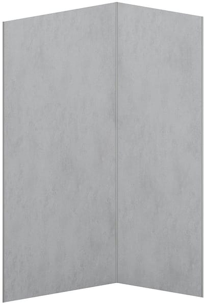 Vente-unique Set van 2 douchewandpanelen met gewassen betoneffect in aluminium met profielen - L90 x B120 x H210 cm - ARFINO