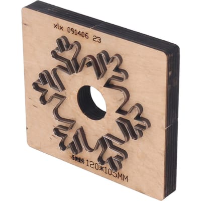 Lederen Ponsmatrijs Legeringsstaal en Berken Sneeuwvlok Hand Snijmatrijs voor Mobiele Telefoon Camera Hoesjes beige