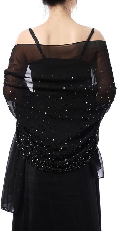 Dailygoods- Sjaal Glinsterend Metallic - Avondkleding - Bruiloftssjaal - Lichtgewicht Chiffon - 170 cm x 61 cm - Elegant Accessoire - Pashmina