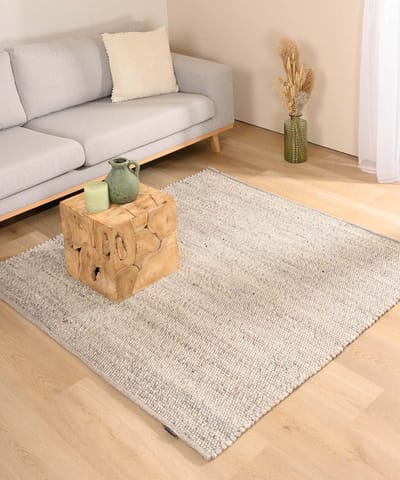 Wollen vloerkleed vierkant - Lett lichtgrijs 150x150