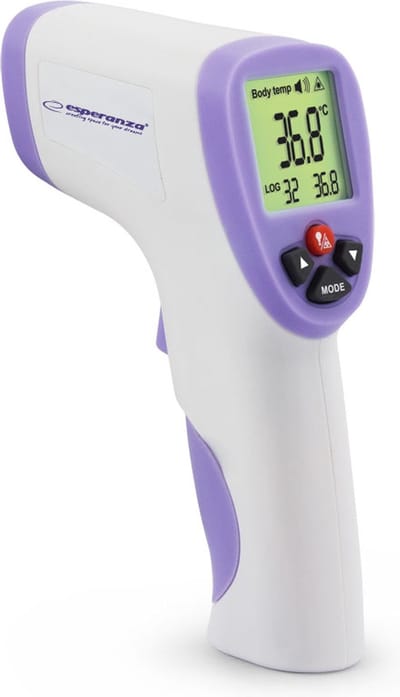 MOZY - Contactloze Thermometer - Paars - 1 Seconde - 34 Registraties - 2 Modi - in Hoes - Non Contact - Voorhoofd en Lichaam Thermometer - Koortsthermometer - Kinderen en Volwassenen - Infrarood -