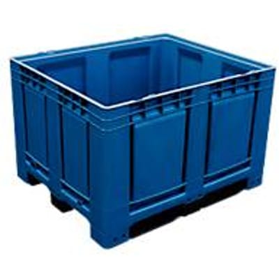 Palletbox Big Box 680 l, B 1200 x D 1000 x H 790 mm, gesloten, blauw, 3 sledes