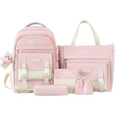 5 Stuks/set Rugzak Voor Student Schooltassen Voor Meisjes Tiener Schooltas Kawaii Boekentassen Etui Vrouwen Reisrugzak Tote