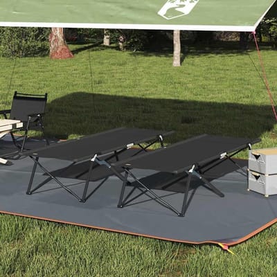 Opvouwbaar Tuinbed - Klapbed Camping - Outdoor Ontspanning - Waterafstotend Staal - 206 cm Lengte - Zwart