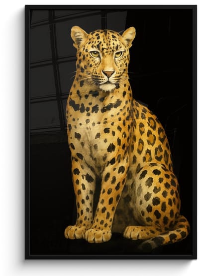 Poster in lijst - Fotolijst 80x120 cm - Posters - Panter - Realistisch - Bruin - Posterlijst zwart - Decoratie - Wanddecoratie woonkamer - Muurdecoratie slaapkamer