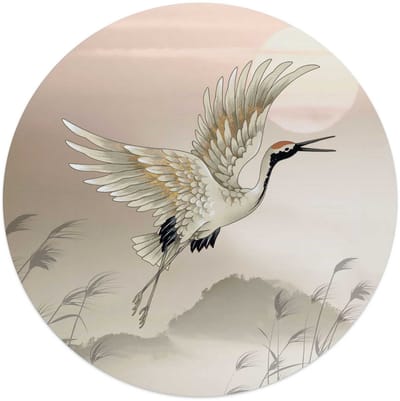 Glasschilderij Kraanvogels in Pastel - Ø 50 - Glas - REINDERS