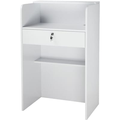 Receptiebalie, 60 cm Rechthoekige Frontbalie Tafel, Moderne Kantoorreceptiebalie met Lade, Kleine Minimalistische Winkelbalie voor Kassa,