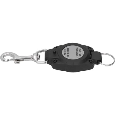 Porte-clés rétractable en plastique pour plongée Corde de sécurité renforcée Boucle à crochet en acier inoxydable black