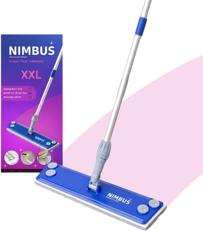 NIMBUS XXL Vloerwisser 40 cm met Telescoopsteel – Geschikt voor Swiffer XXL Vloerdoekjes – Sterke Dweil