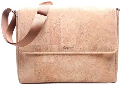 Esquire schoudertas business tas met laptopvak Kork Messenger Bag Natural Lichtbruin