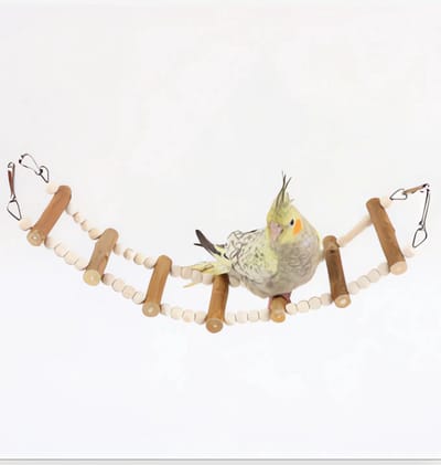 OLOEY Vogelladderbrug- houten klim- en schommelspeelgoed voor huisdieren zoals hamsters- ratten- papegaaien- hamsters- eekhoorns- suikereekhoorns- parkieten en valkparkieten - 7 treden