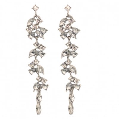 Oorbellen- lang -blad- Zirkonia- zilverkleur - Charme Bijoux