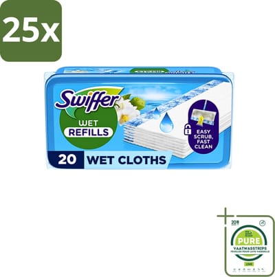 25 x Swiffer - Wet Vloerdoekjes Citrus - Navulling - 10 Doekjes - Grootverpakking - Vloerdoekjes - Citrusgeur - Schoonmaken - Vloerwisser - Vuil Verwijderen
