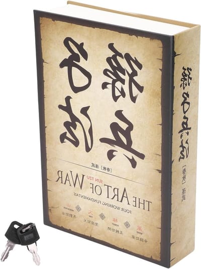 Book Safe with Key, Hidden Storage Box, Iron and Paper, 22 x 15 x 4.2 cm, for Coins and Bank Cards