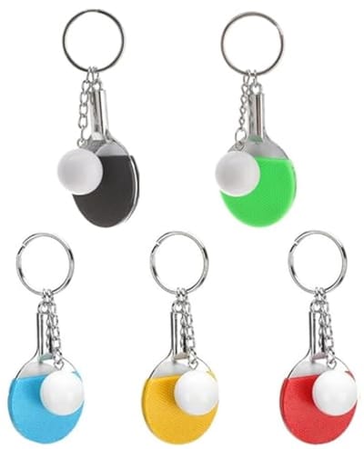 Sportieve sleutelhangers - 5 stuks mini tafeltennisbatjes sleutelhangers voor tas of rugzak