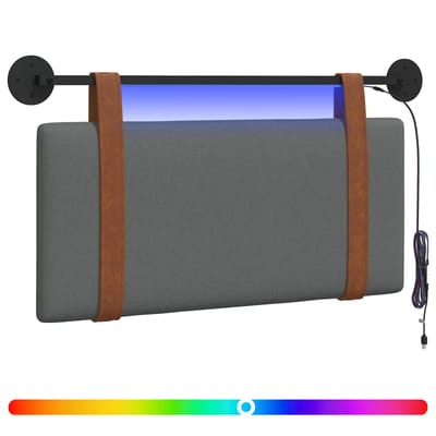 vidaXL - Hangend - hoofdbord - Met - LED-verlichting - Donkergrijs - Antiek - PU