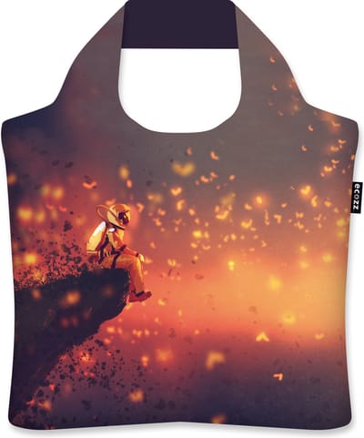 Ecozz - Tithi Luadthong - Astronaut - 100% gerecycled (rPet) – Öko-Tex - Voorzien van rits - Afsluitbaar - Opvouwbare boodschappentas - Waterresistant – Shopper - Ecovriendelijk - Duurzaam - Ecoshopper