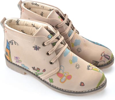 GOBY - Kids Drawing - Enkellaarsjes - Damesboots - Laarzen - Hoge kwaliteit - Handmade - Maat 42