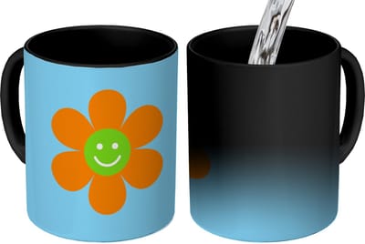 Magische Mok - Foto op Warmte Mokken - Koffiemok - Bloem - Smiley - Kleurrijk - Magic Mok - Beker - 350 ML - Theemok