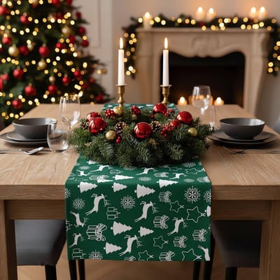 Cozy Home & Living - Kerst Bieżnik - Groen - 40x140 cm - Wasbaar