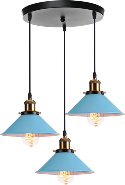Hanglamp Modern Kroonluchter Industriële 3 Licht Plafondlamp voor Keuken Slaapkamer Woonkamer Blauw