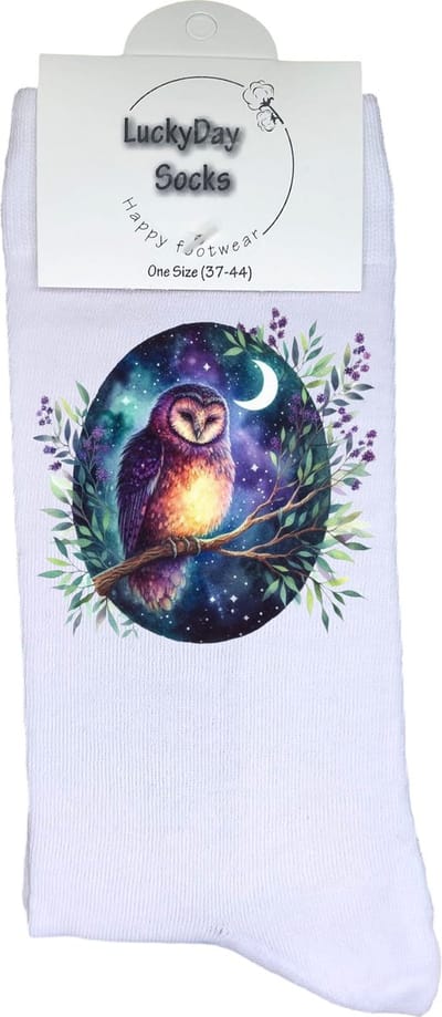 Uil - Vogel -Opkikker - Grappige sokken - Valentijns cadeau - Verjaardag cadeau - Sinterklaas cadeau - Leuke sokken - Vrolijke sokken - Nacht - Kerst Sokken - Vaderdag - Moederdag - Kerstcadeau - Socks die Happy maken - 37-44