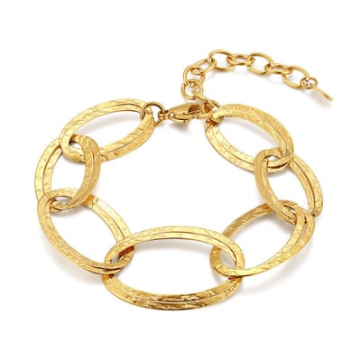Twice As Nice Armband in edelstaal, schakelvormen Goudkleurig 16cm+3cm
