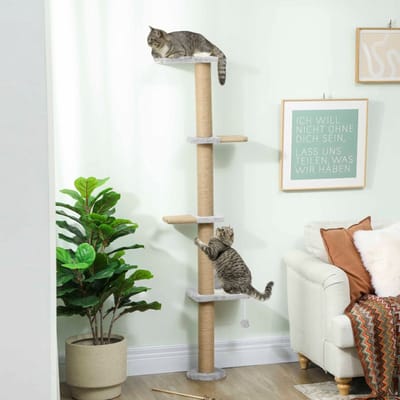 REDOM - Kattenkrabpaal - sisal - meerdere niveaus - 48B x 21T x 180H cm Light Gray
