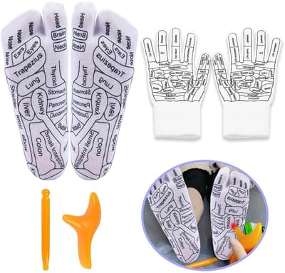 Dailygoods- Reflexologiesokken met Acupressuur - Massagehandschoenen - Vermoeide Voetverlichting - Verbeterde Voetgezondheid - Zacht Elastisch Vezelmateriaal - Ademend en Comfortabel - Voetsokken