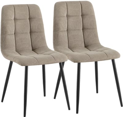 CLP Antibes eetkamerstoelen set van 2 - ribstof - 150 kg - metaal - Ribstof/taupe
