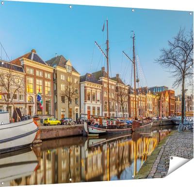 Gards Tuinposter Groningen Hoge der A Haven - 150x120 cm - Tuindoek - Tuindecoratie - Wanddecoratie buiten - Tuinschilderij
