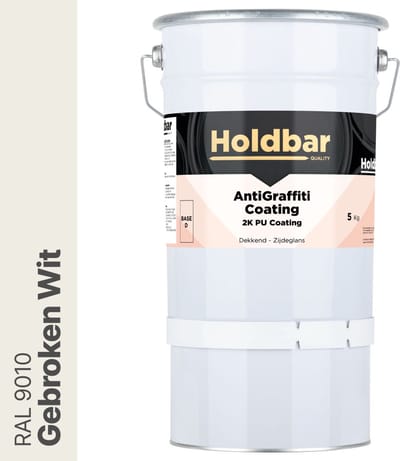 Holdbar Anti Graffiti Coating Gebroken Wit (RAL 9010) 5 Kg - Maakt Graffiti verwijderbaar - Graffiti Verwijderen - In Alle Kleuren - Voor Steen, Beton, Hout, Metaal en Tegels