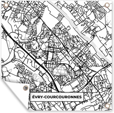 Tuin poster Frankrijk - Stadskaart - Plattegrond - Évry-Courcouronnes - Kaart - 200x200 cm - Tuindoek