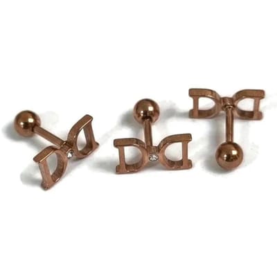Aramat Jewels | Piercings | Stijlvolle Piercing Helix Piercing 6mm - Rosékleur met Motief | Fantasie-10x7mm | |10mm | Staal | Volwassenen | Verkleurd niet