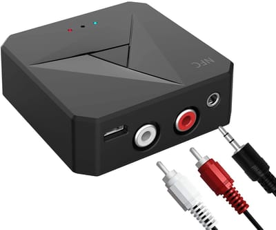 longziming -Bluetooth Zender Ontvanger - Dual Mode - NFC One-Tap Pairing En Bluetooth 5.0 - 1 Stuk - Thuis En Auto Gebruik zwart