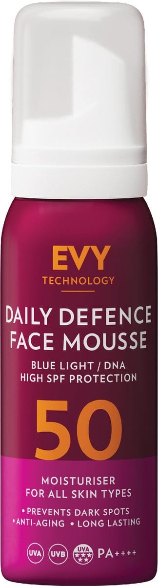 EVY Gezichtsmousse SPF 50 – Skincancer Awareness Editie- Intensieve Dagelijkse UV- Bescherming – Voor Gevoelige Huid – 100ml