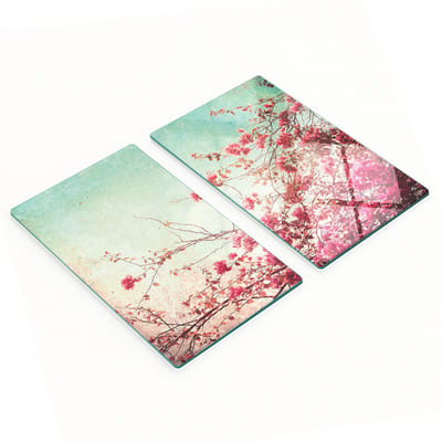 Decoratieve glazen snij- en serveerplanken, vintage bloemen, 2x30x52 cm