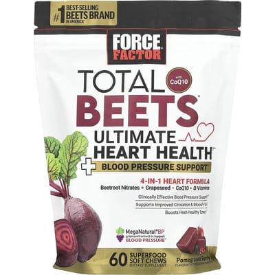 Force Factor, avec Total Bees® CoQ10, Booster Ultime pour la Santé Cardiaque, Saveur Grenade Baie, 60 Gommes Mâchables Superalimentaires