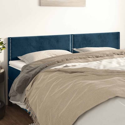 vidaXL - Hoofdborden - 200x5x78/88 - cm - fluweel - donkerblauw