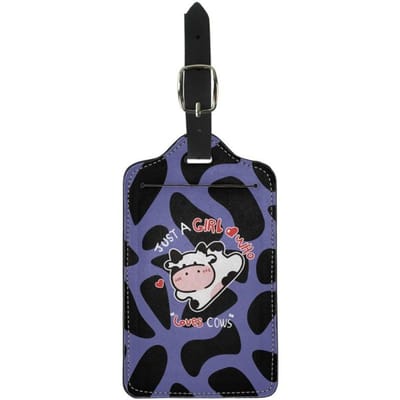 1 st Dierenserie Koeienpatroon Bagagelabel PU Ruimteleer Bagagelabel Anti-verlies Tag Reis Instapkaart blauw