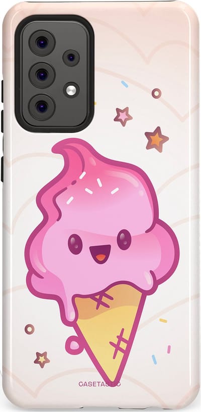 Casetastic Hoesje Geschikt voor Samsung A52 (4G/5G/s) - Stijlvolle Beschermende Duo-layer Case - Roze Kawaii Dessert