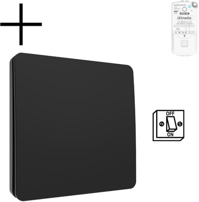 Draadloze Wandschakelaar | Wifi | Bediening RF 433 MHz | Kinetisch | Schroeven of tape | Aan Uit dimbaar | Compatibel RF ontvanger | Zwart