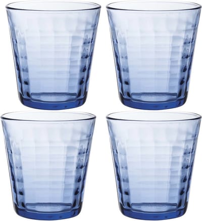 Duralex Drinkglazen Prisme - 4x stuks - blauw transparant - 275 cm - drinkglas - Koffie/thee/water glazen