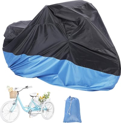 Driewielafdekking, fietshoes voor 2 fietsen, buiten, waterdicht, zonstof- en winddichte fietshoes met slotgat, 230 cm, L, gemakkelijk te dragen, blauw