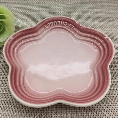 5,5 inch Pruimenbloesem Klein Bord Frans Koele Kleur Cake Dessert Schaal Keramisch Servies Huisdier Gradueel Puntig Botbord Servies 5.5 inch white